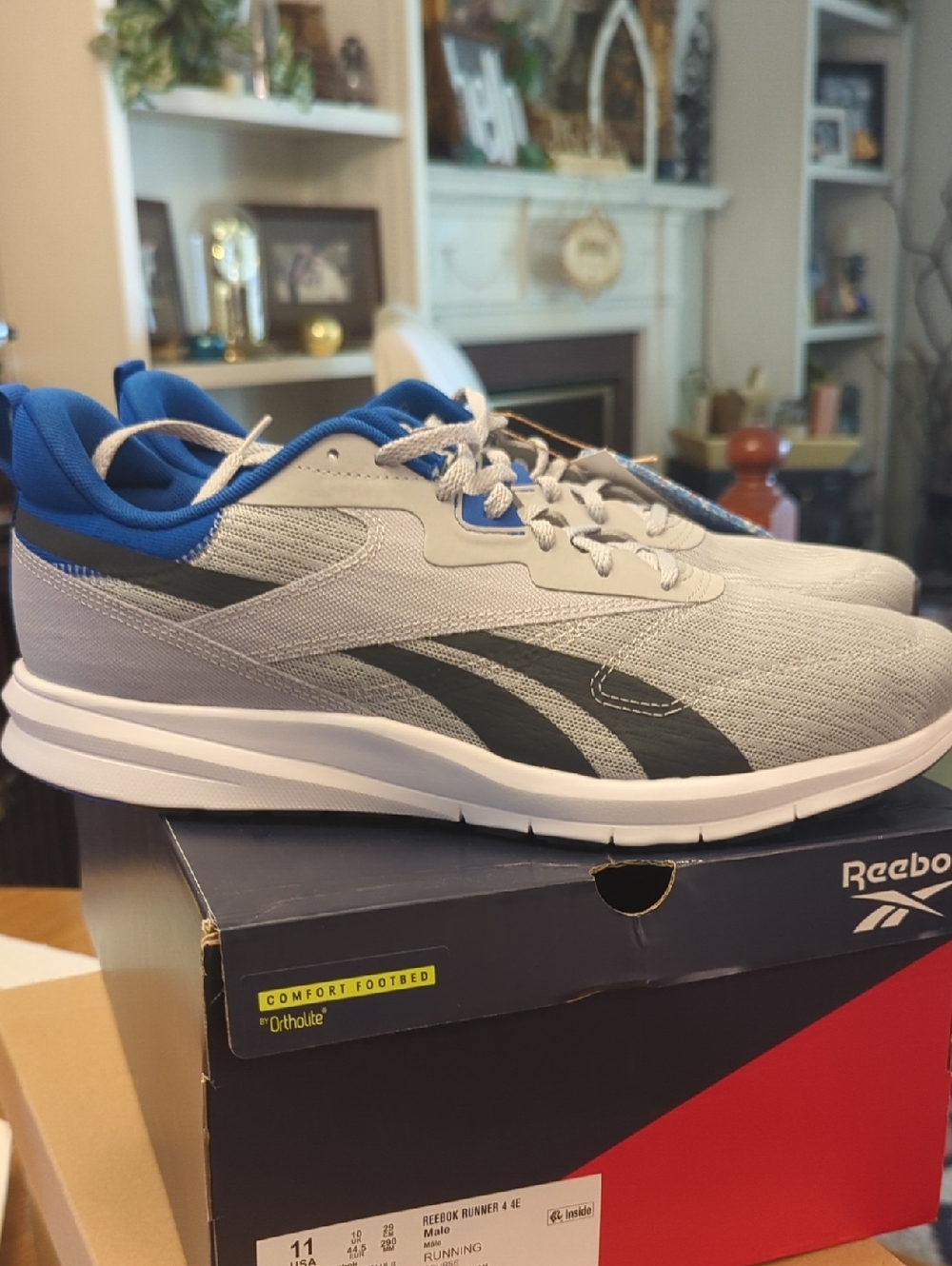 Brand New Reebok Gray and Blue Athletic Shoes